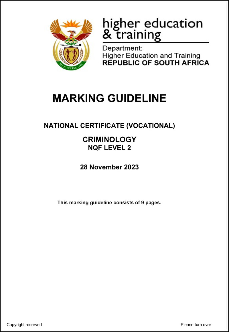 Nc720 Criminology L2 Memo Nov 2023