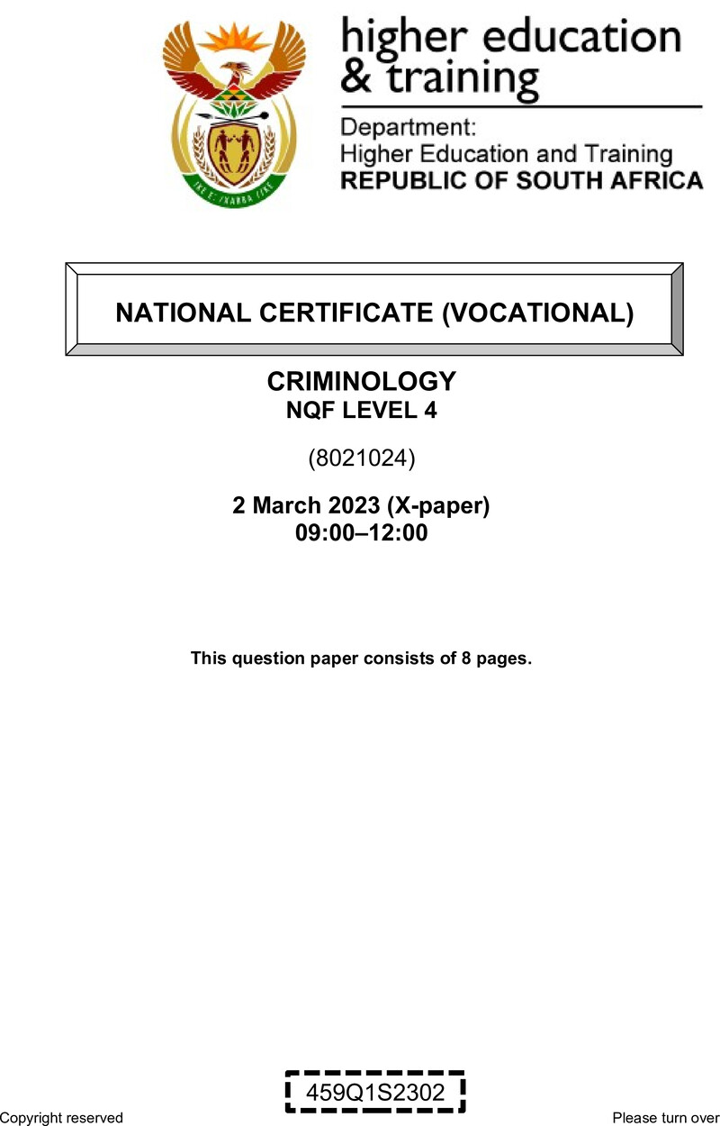 Nc740 Criminology L4 QP Feb 2023 Signed Off
