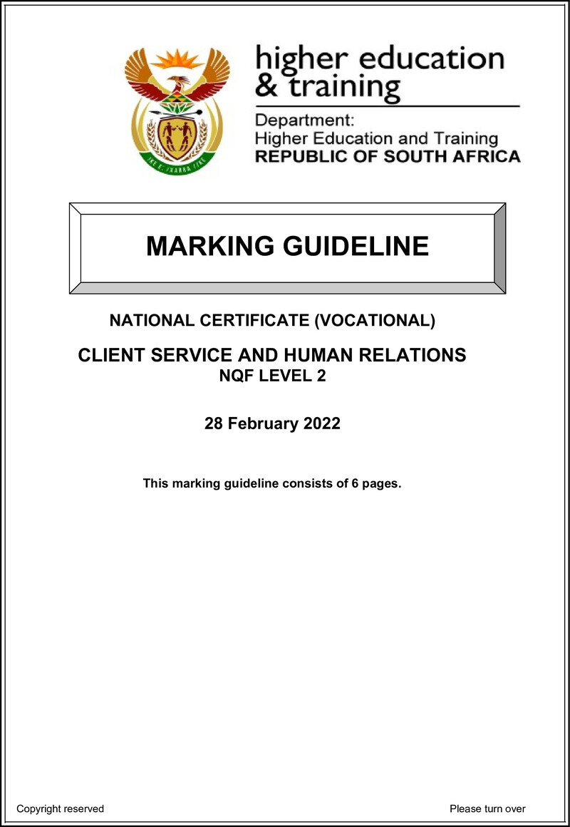 Client Service And Human Relations L2 Memo Feb 2022 Signed Off