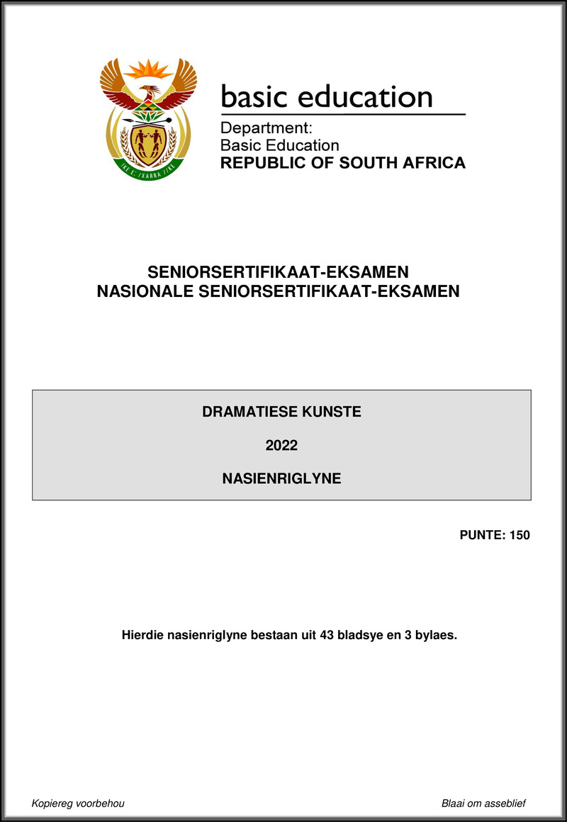 Grade 12 Dramatic Arts past paper 2022 – dramatic arts p1 may june 2022 mg afr gr12