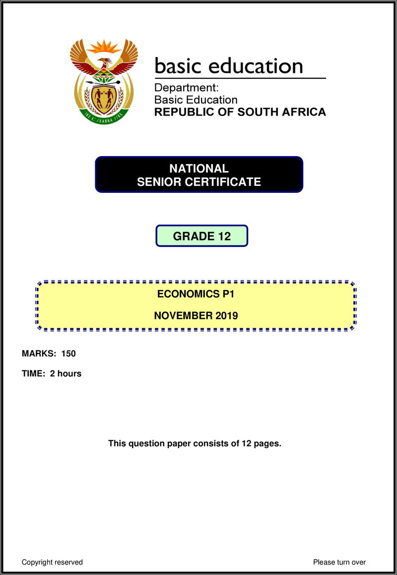 Economics P1 Nov 2019 Eng Gr12