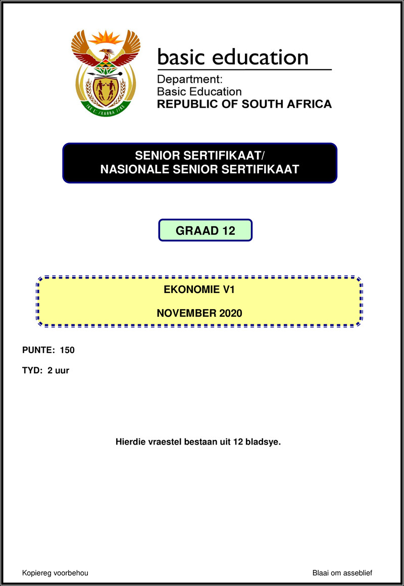 Economics P1 Nov 2020 Afr Gr12