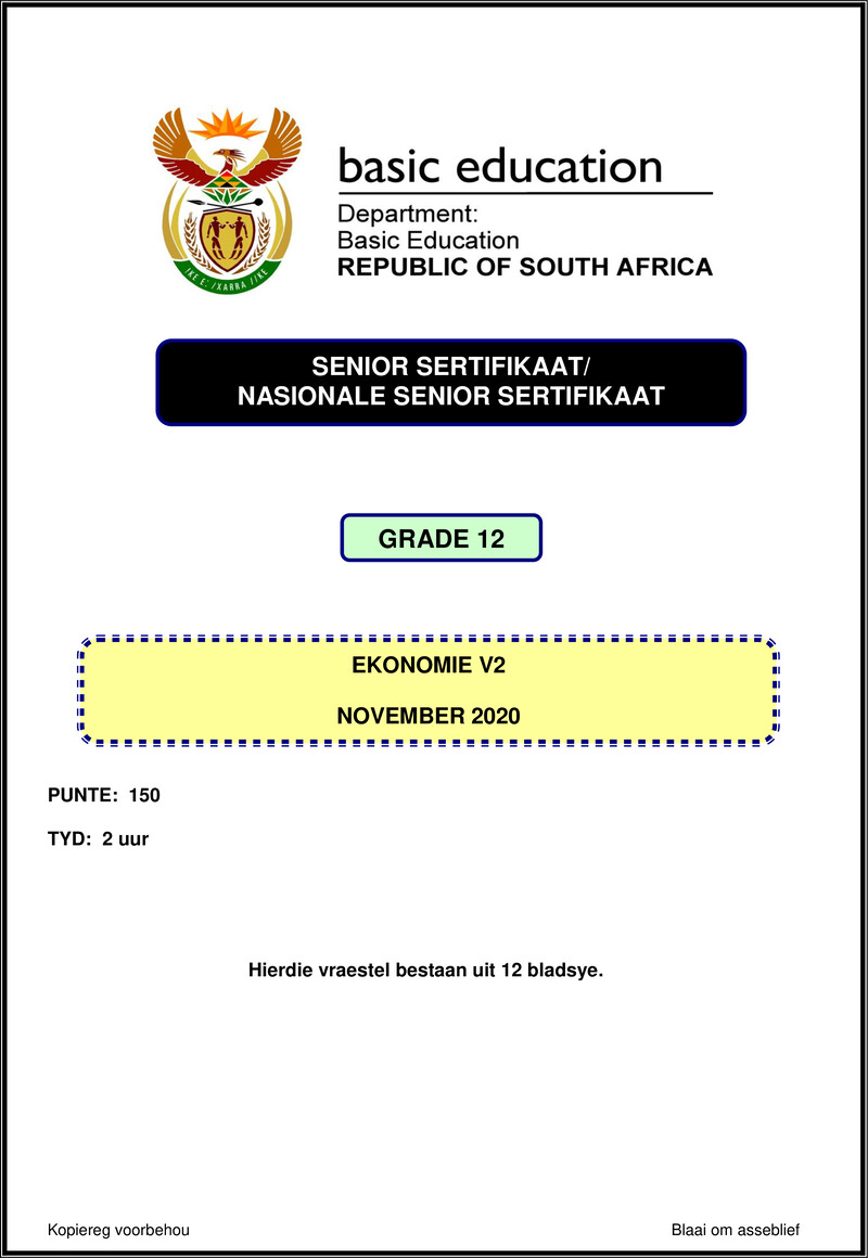Economics P2 Nov 2020 Afr Gr12