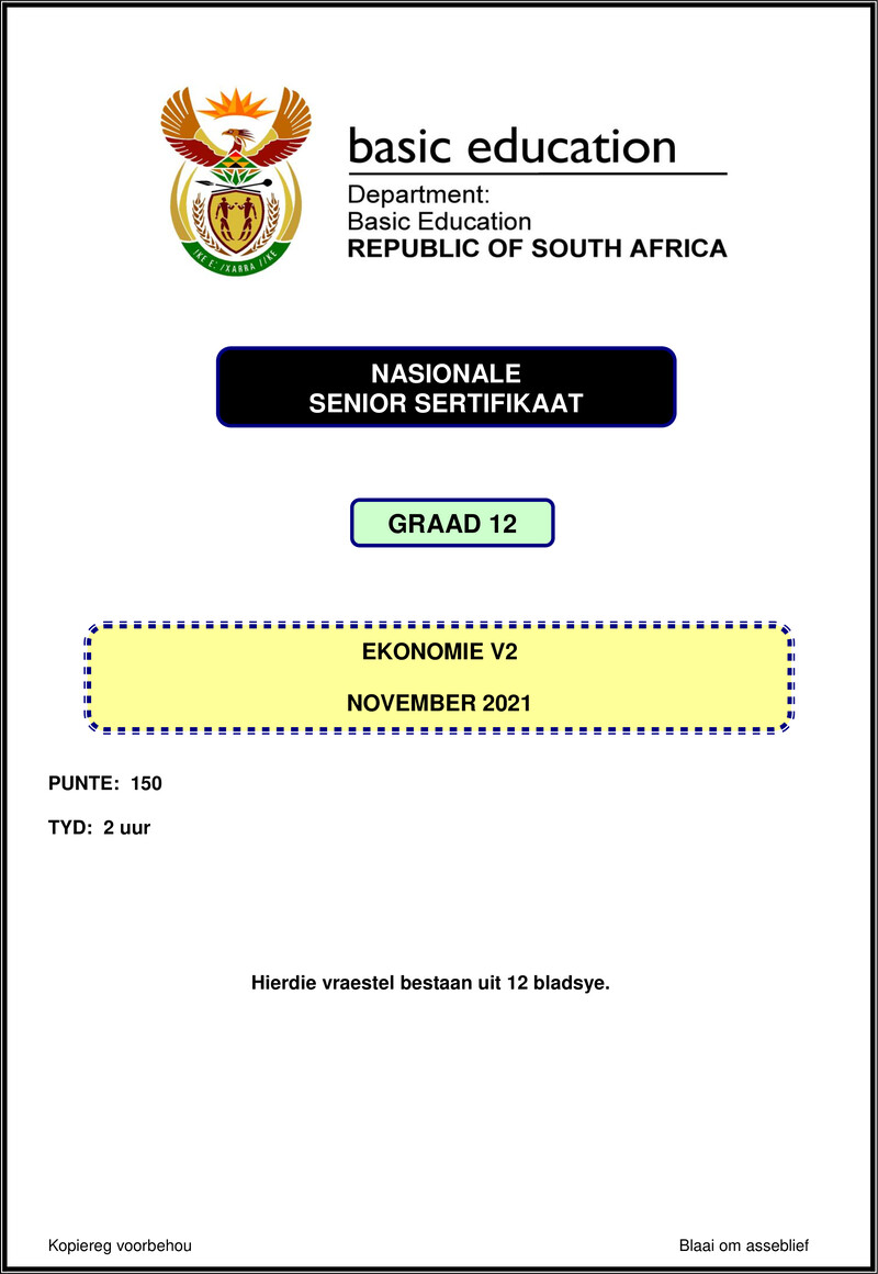 Economics P2 Nov 2021 Afr Gr12