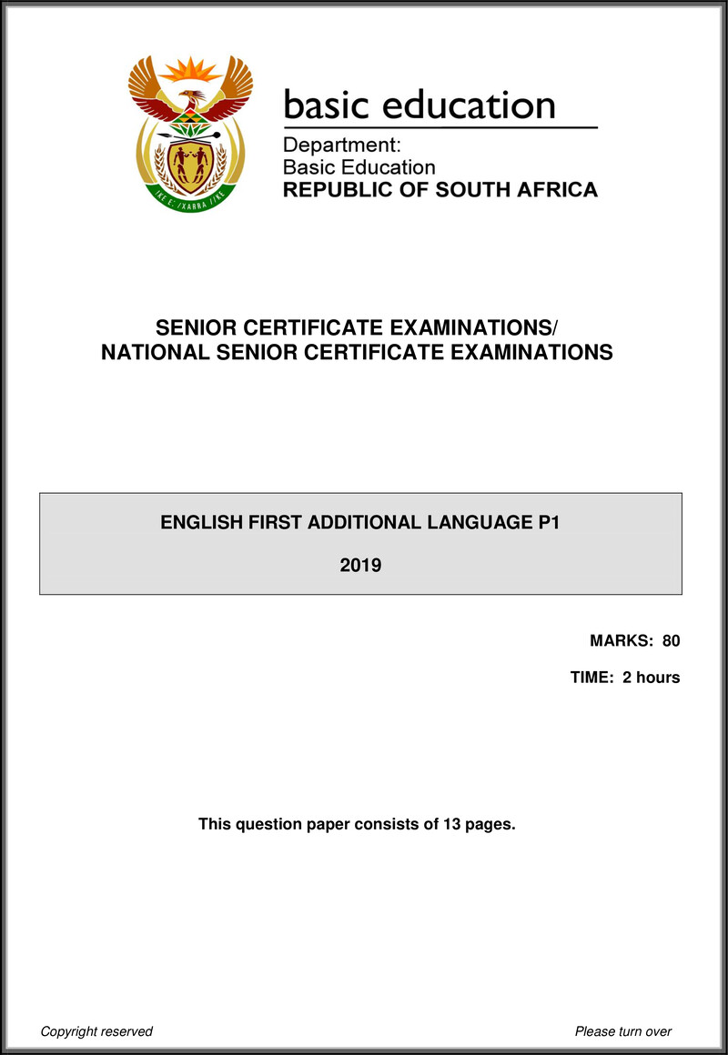 English Fal P1 May June 2019 Gr12