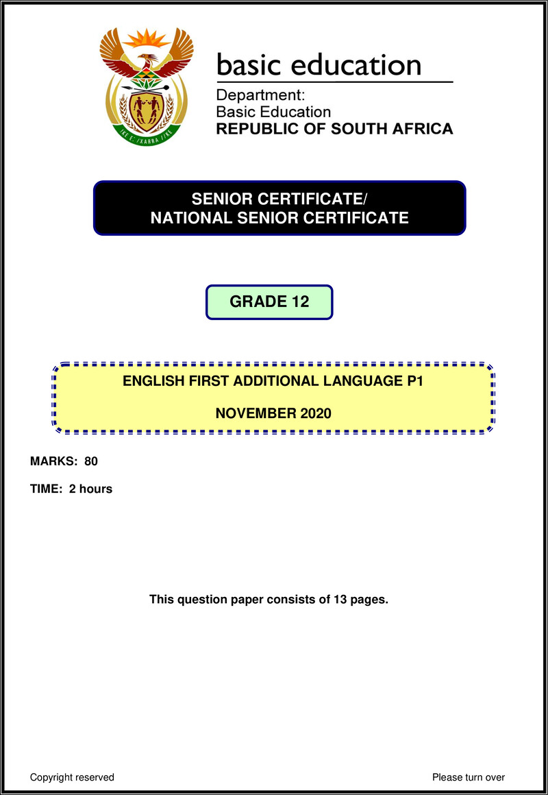 English Fal P1 Nov 2020 Gr12