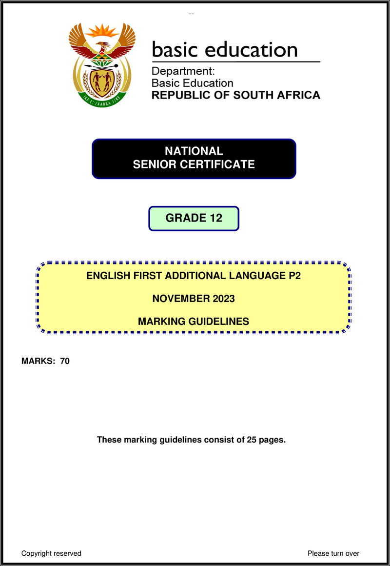 Grade 12 English past paper 2023 – english fal p2 nov 2023 mg gr12