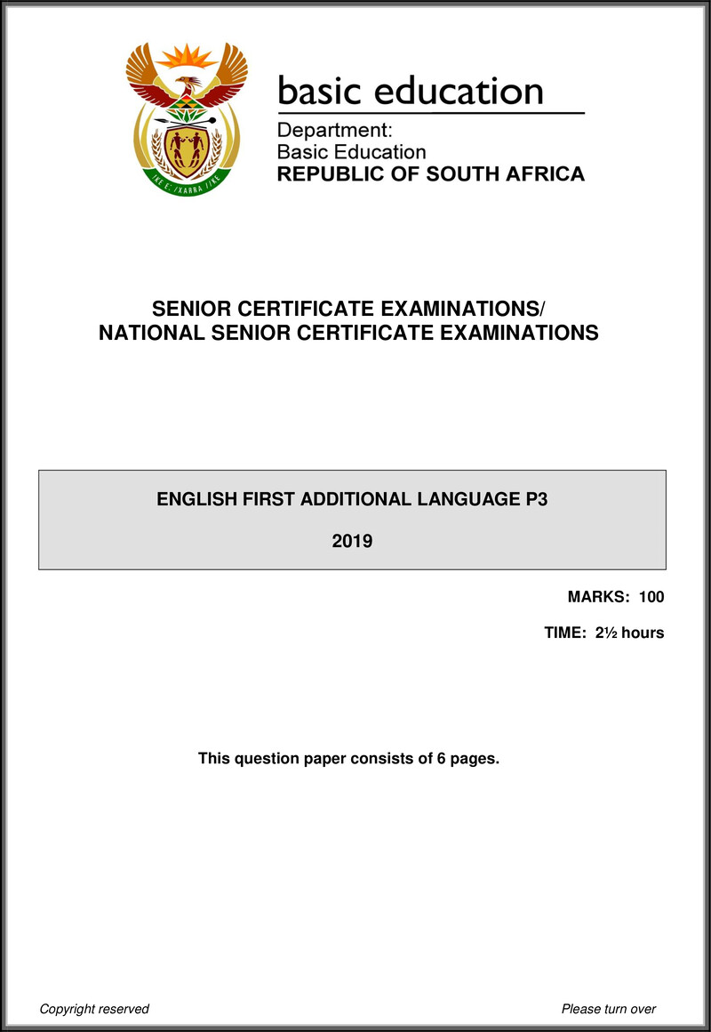 Grade 12 English past paper 2019 – english fal p3 may june 2019 gr12