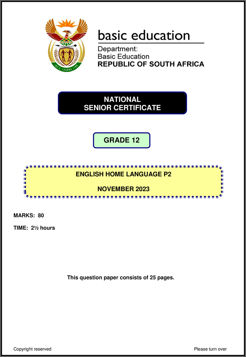 English Hl P2 Nov 2023 Gr12