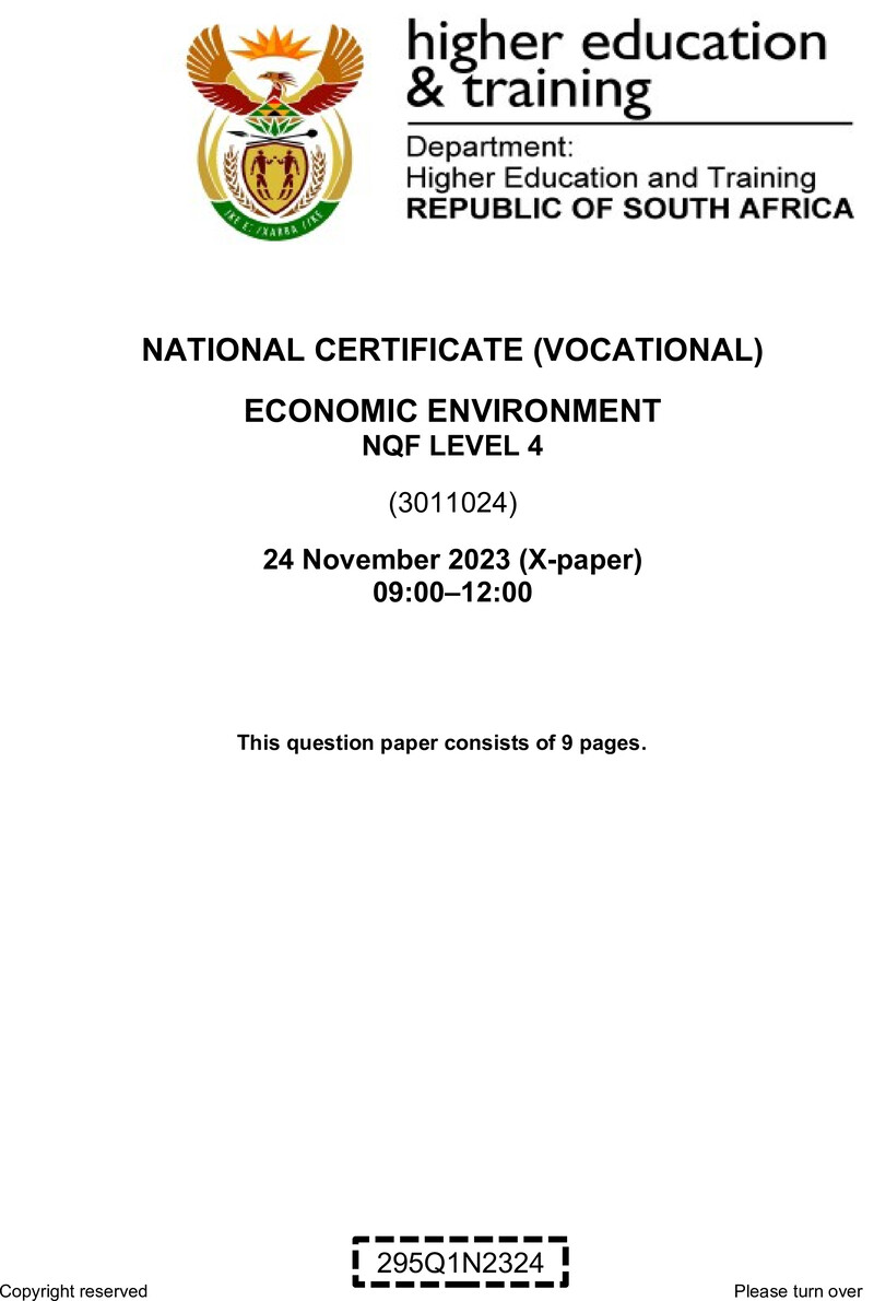 Nc870 Economic Environment L4 QP Nov 2023 Signed Off