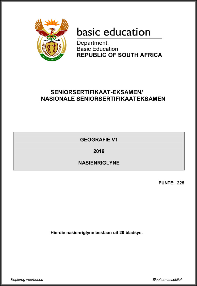 Geography P1 May June 2019 Memo Afr Gr12