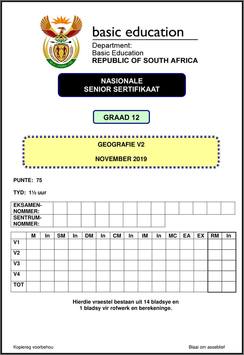 Geography P2 Nov 2019 Afr Gr12