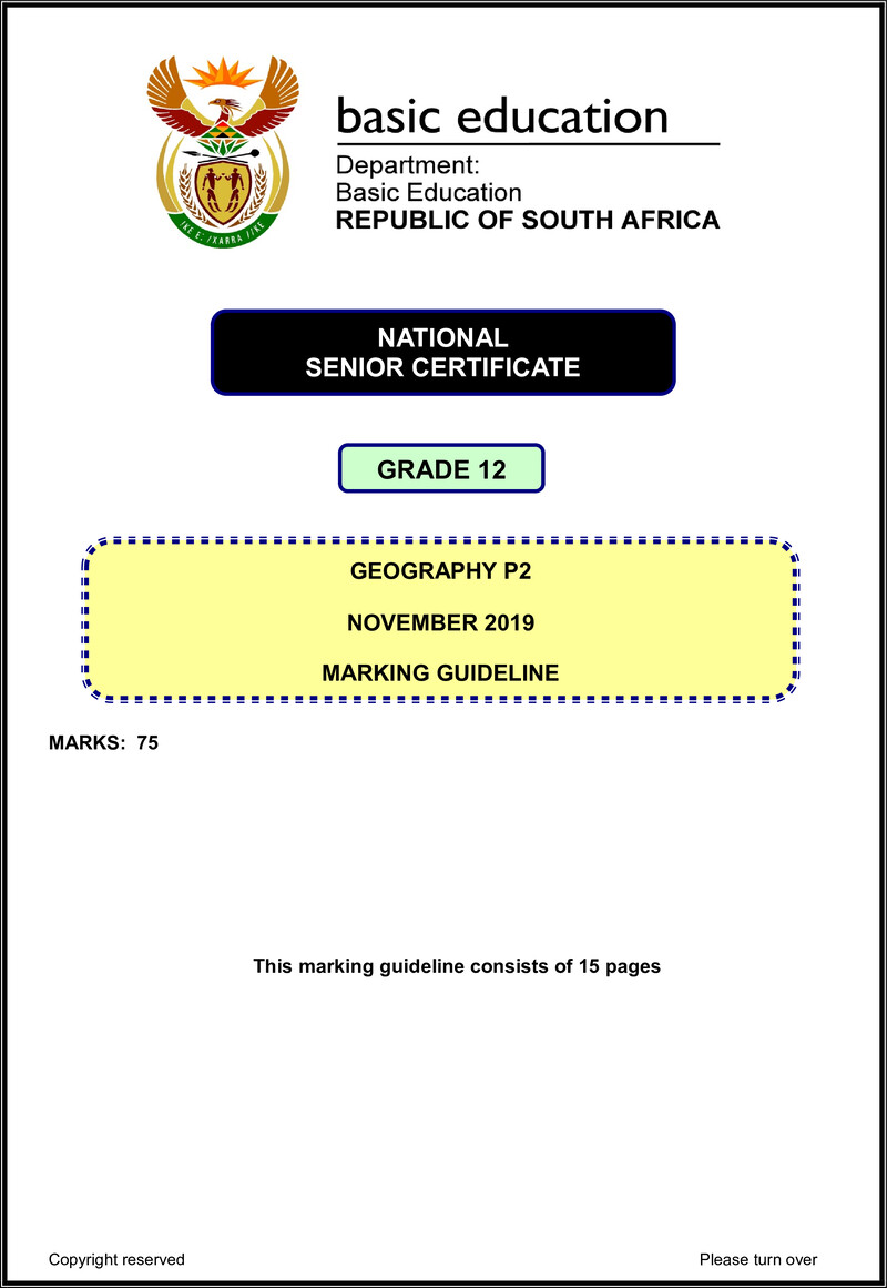 Geography P2 Nov 2019 Memo Eng Gr12