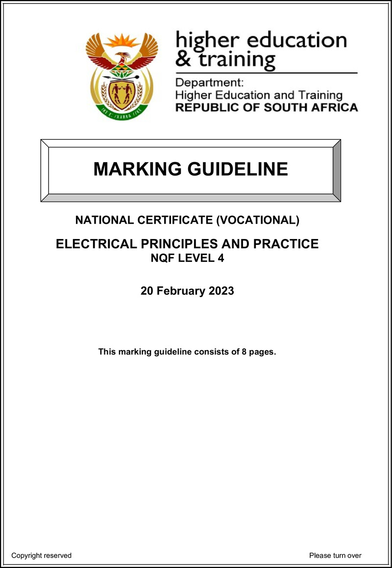 Electrical Principles And Practice L4 Supp MEMO Feb 2023 preview
