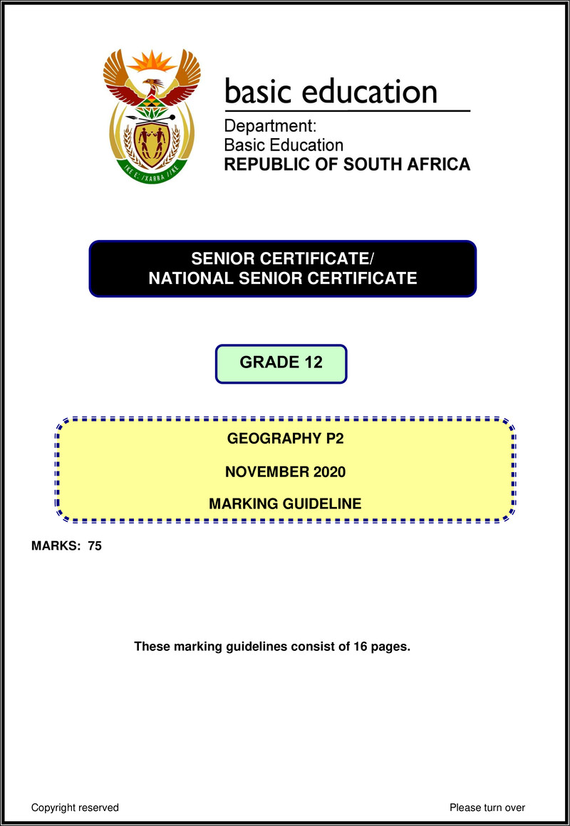 Geography P2 Nov 2020 Memo Eng Gr12