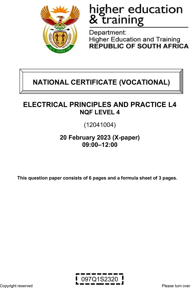 Electrical Principles And Practice L4 Supp QP Feb 2023 preview
