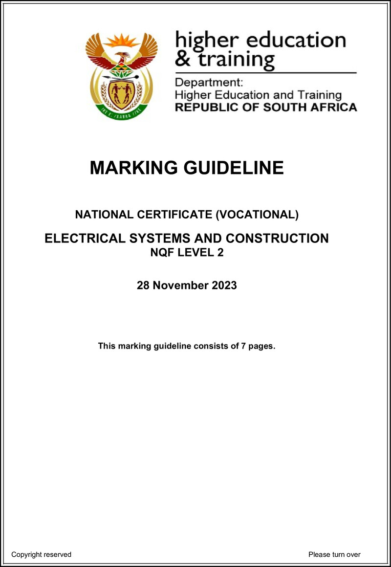 Nc910 Electrical Systems And Construction L2 Memo Nov 2023 Edited