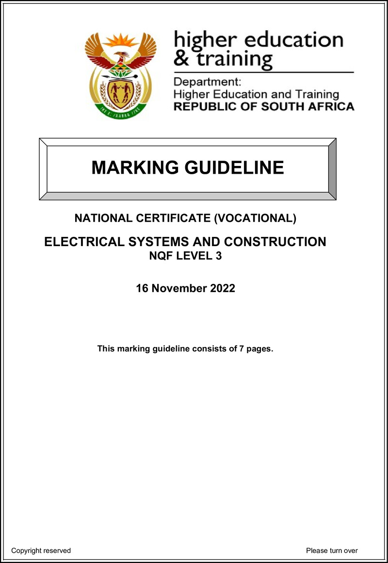 Nc920 Electrical Systems And Construction L3 Memo Nov 2022