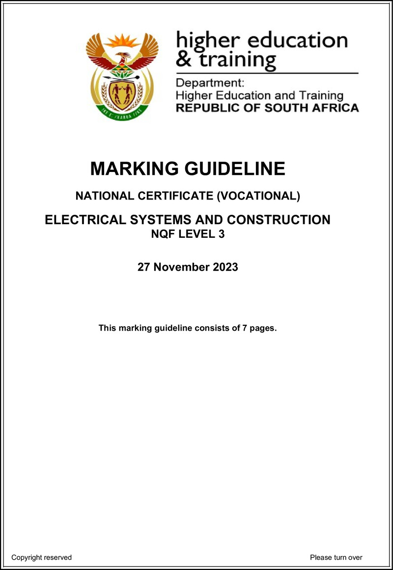 Nc920 Electrical Systems And Construction L3 Memo Nov 2023 Ed