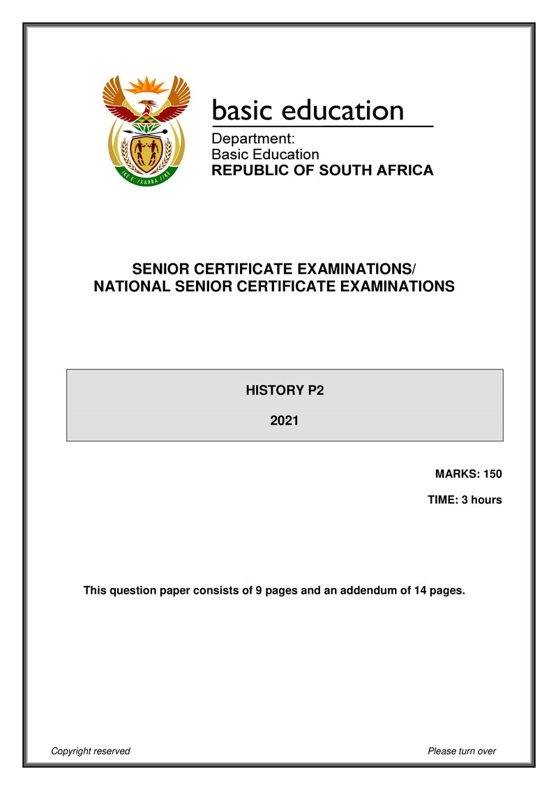 Grade 12 History past paper 2021 – history p2 may june 2021 eng gr12