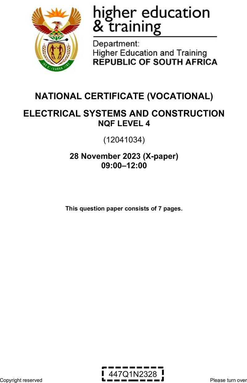 Electrical Systems And Construction L4 QP Nov 2023 preview