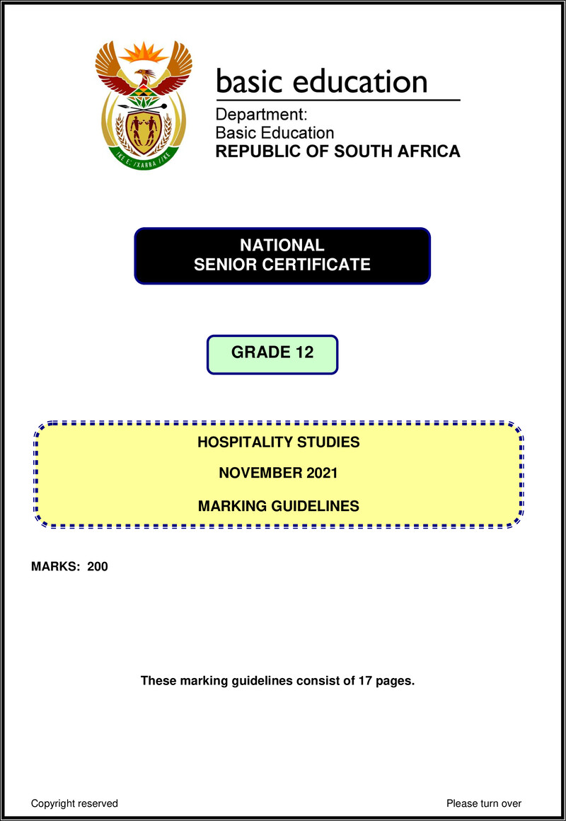 Hospitality Studies Nov 2021 Mg Eng Gr12