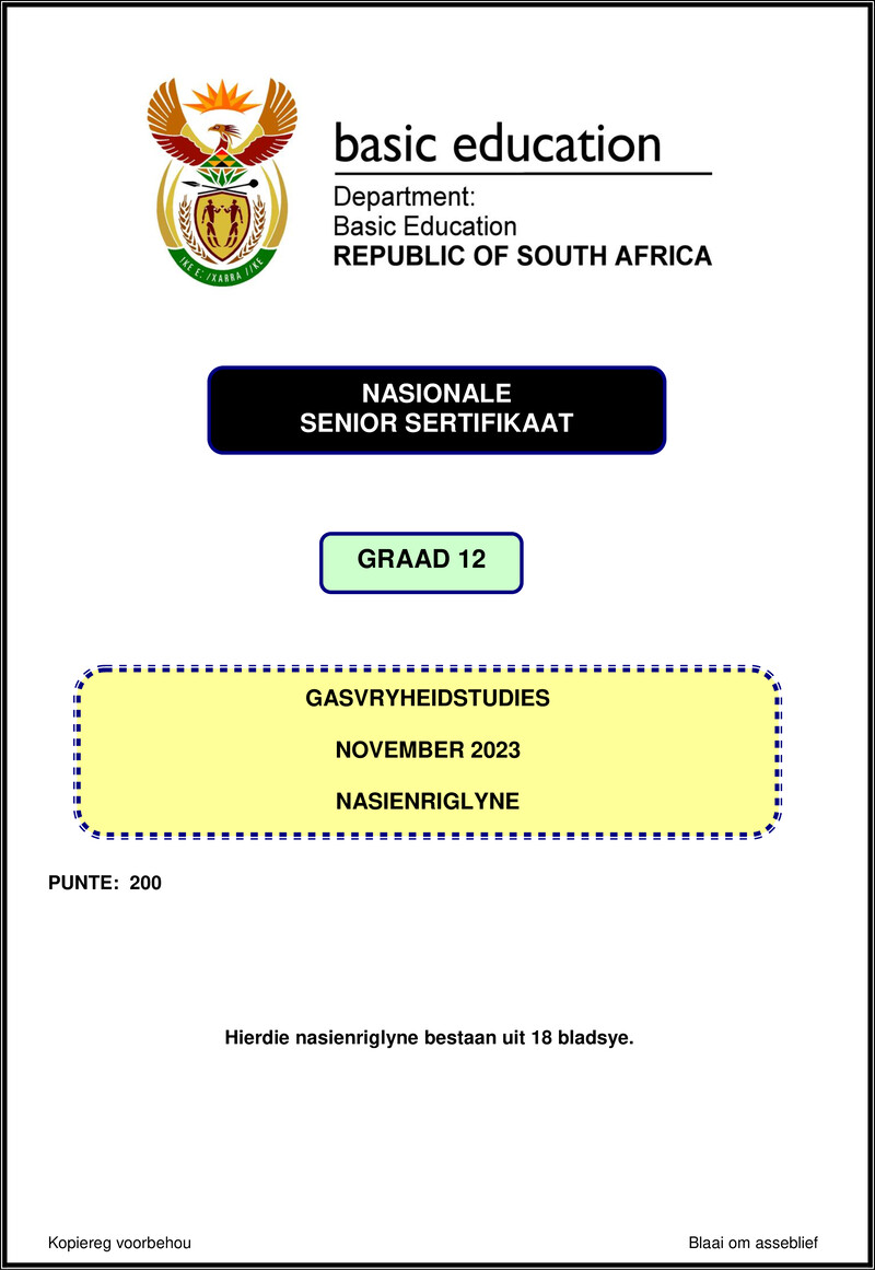 Hospitality Studies Nov 2023 Mg Afr Gr12