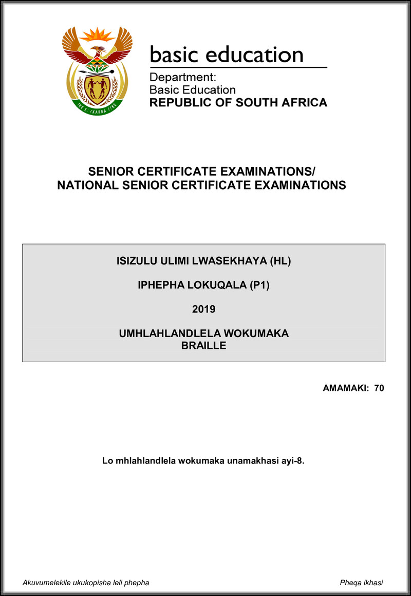 Isizulu Hl P1 May June 2019 Memo Gr12