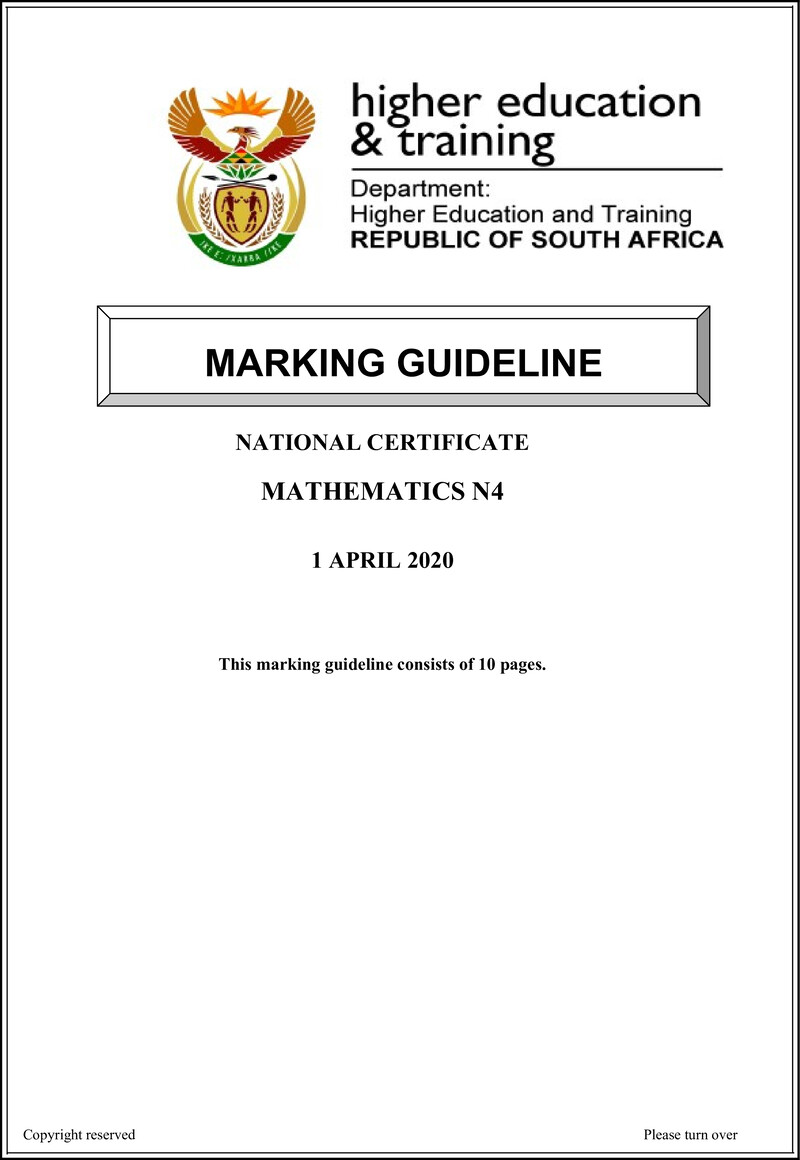 T1020 Mathematics N4 Memo Apr 2020