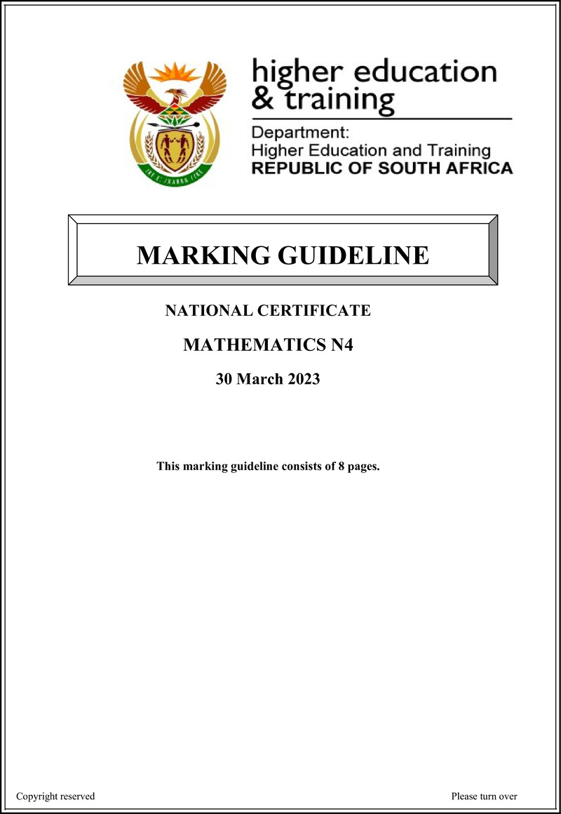 T1020 Mathematics N4 Memo April 2023