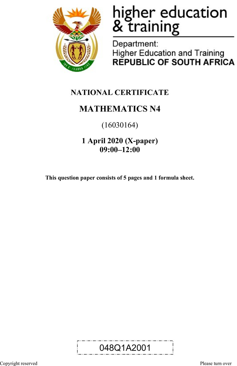 T1020 Mathematics N4 QP Apr 2020 preview