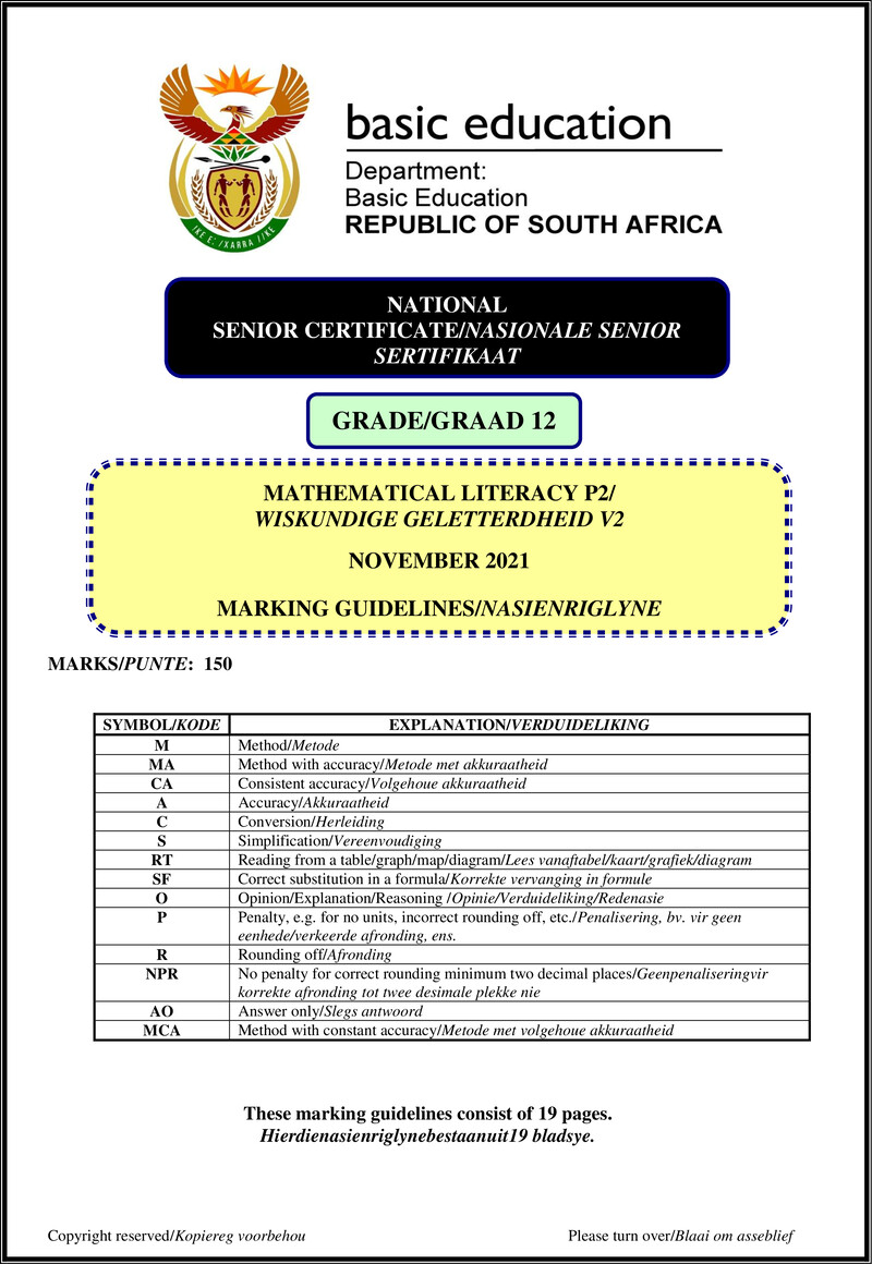 Mathematical Literacy P2 Nov 2021 Mg Afr Eng Gr12