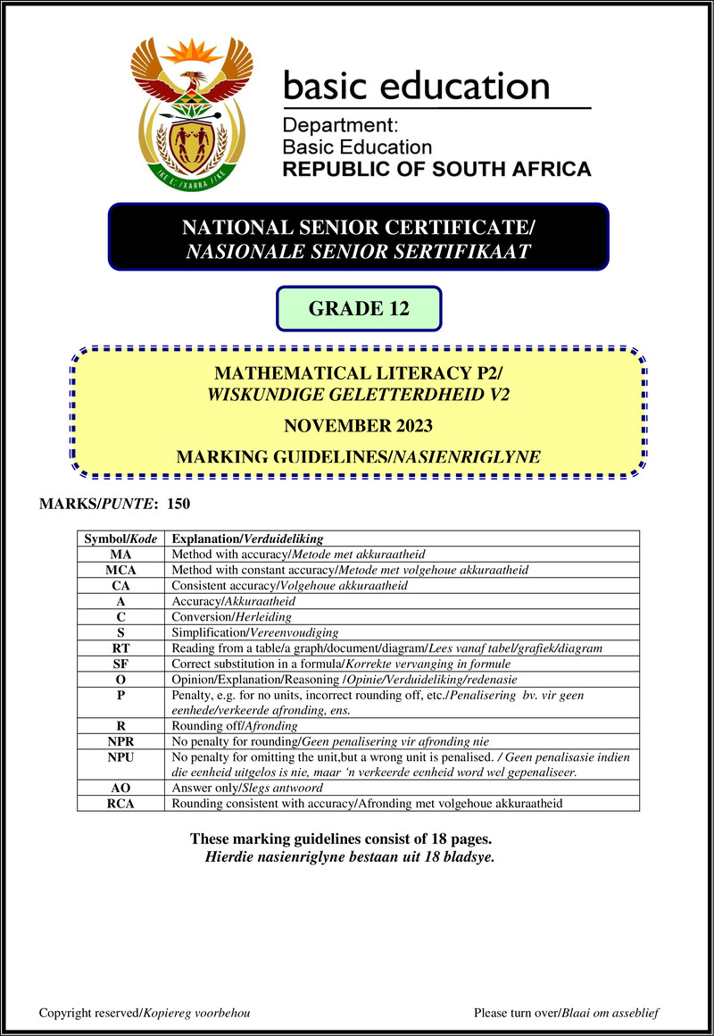 Mathematical Literacy P2 Nov 2023 Mg Afr Eng Gr12