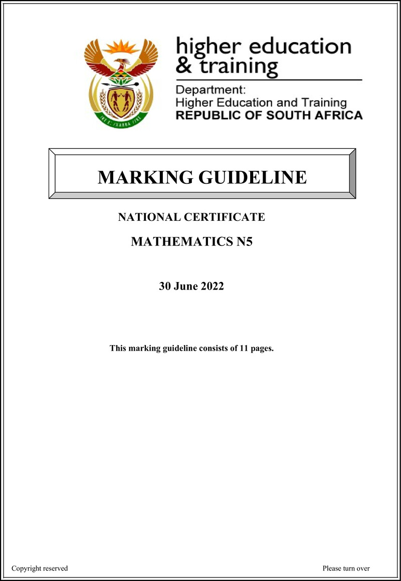 T1030 Mathematics N5 Aug Memo 2022