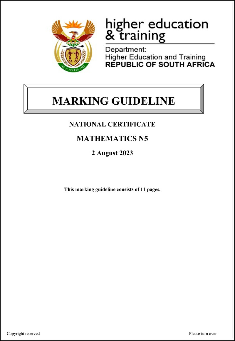 T1030 Mathematics N5 Aug Memo 2023