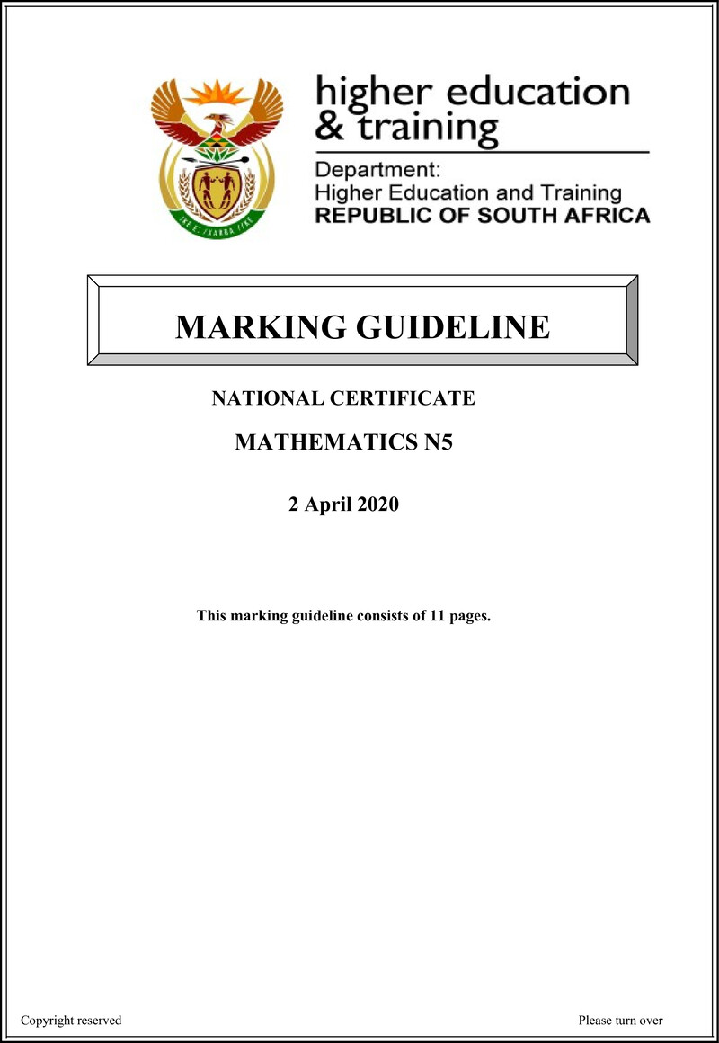 T1030 Mathematics N5 Memo April 2020