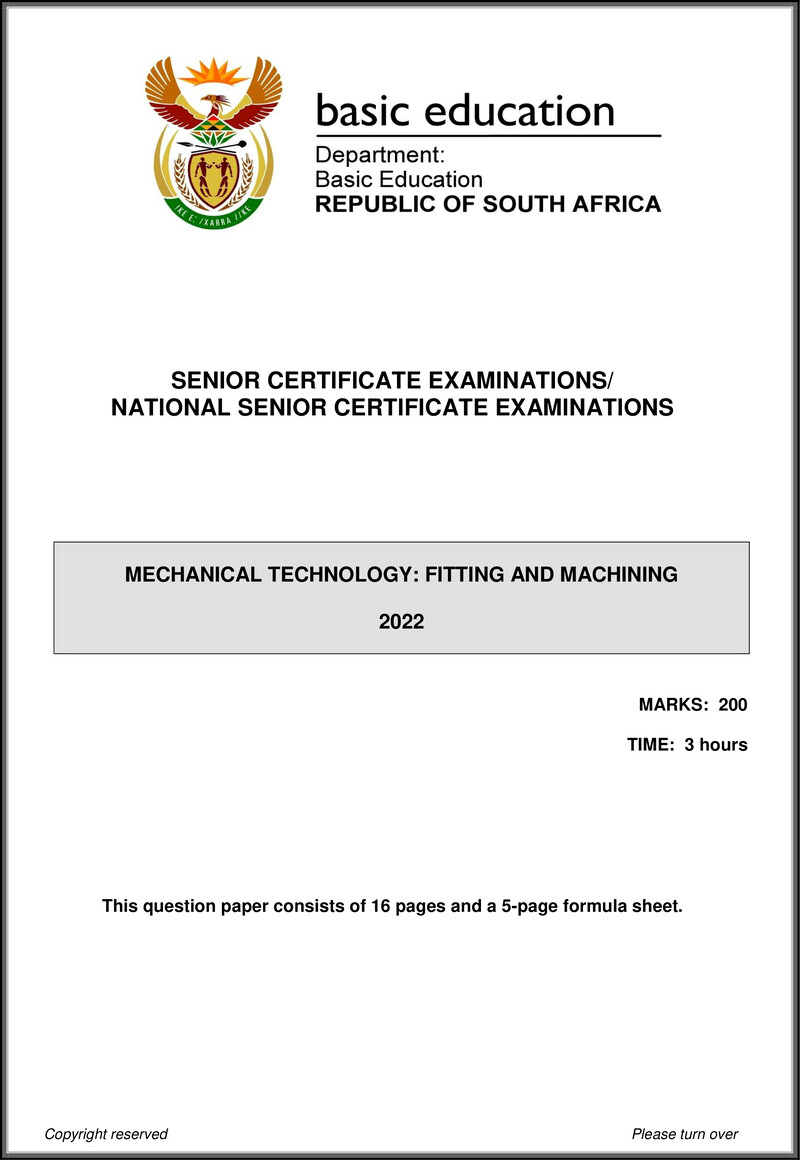 Mechanical Technology May June 2022 Fitting And Machining Eng Gr12