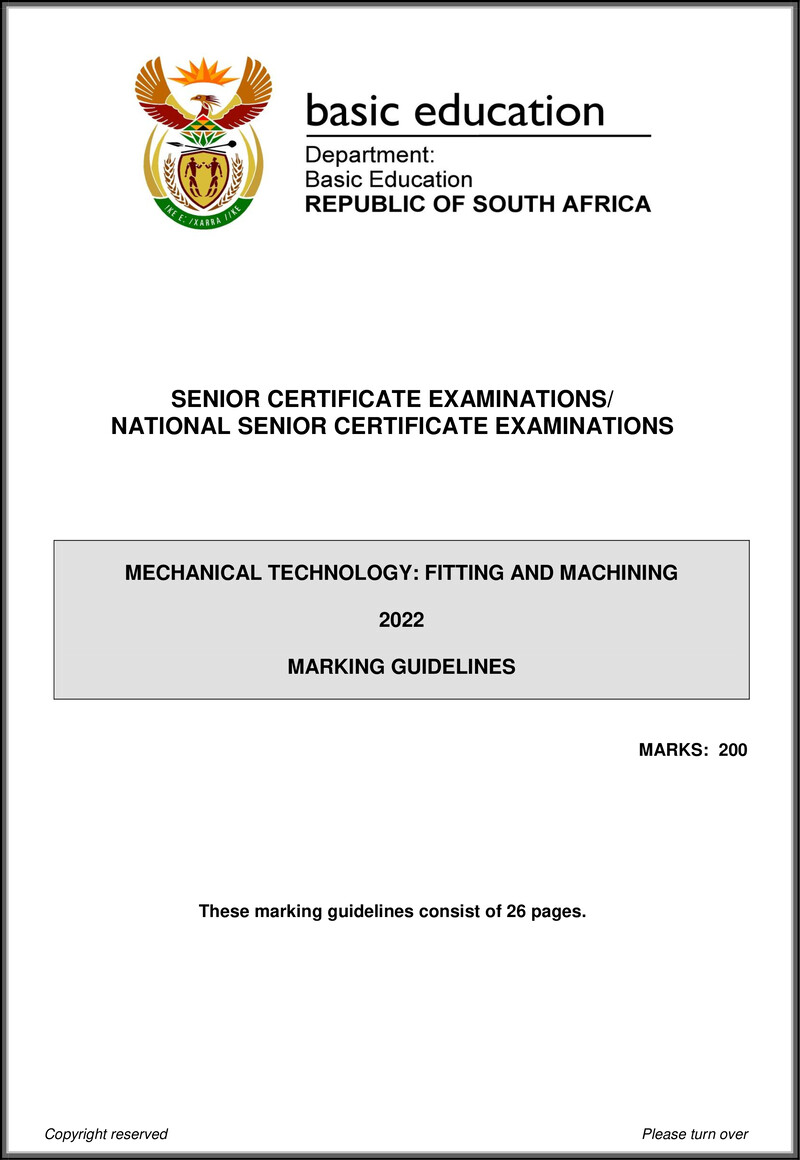 Mechanical Technology May June 2022 Fitting And Machining Mg Eng Gr12