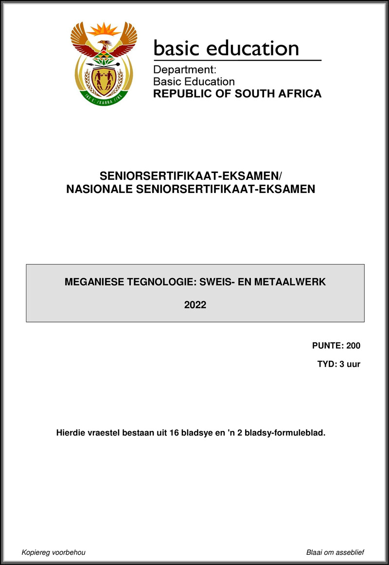 Mechanical Technology May June 2022 Welding Metalwork Afr Gr12