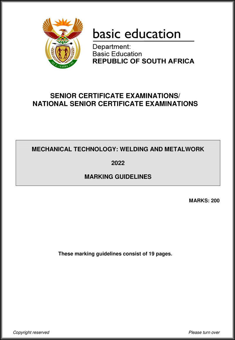 Mechanical Technology May June 2022 Welding Metalwork Mg Eng Gr12
