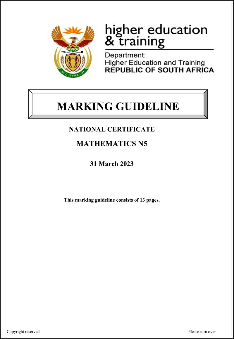 T1030 Mathematics N5 Memo April 2023 Edited