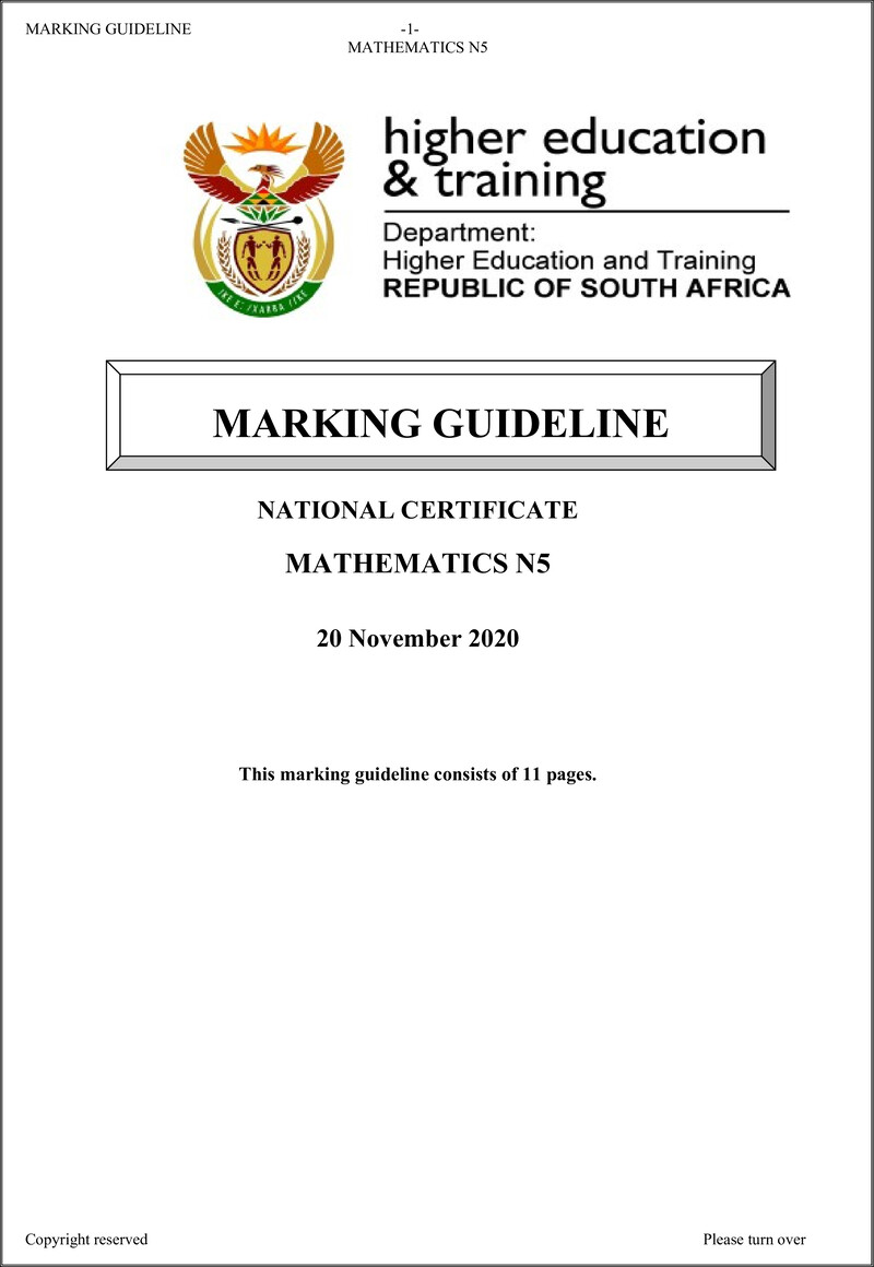 T1030 Mathematics N5 Memo Aug 2020
