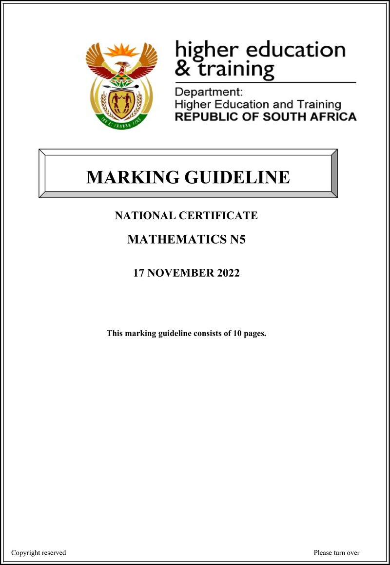 T1030 Mathematics N5 Memo Nov 2022