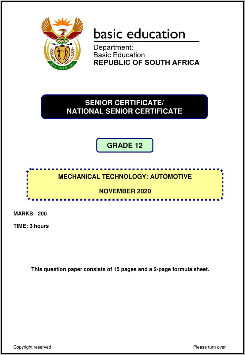 Mechanical Technology Nov 2020 Automotive Eng Gr12