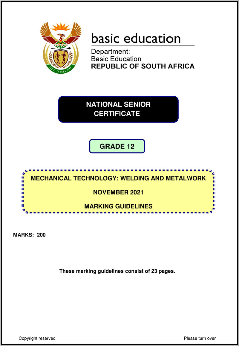 Mechanical Technology Nov 2021 Welding Metalwork Mg Eng Gr12