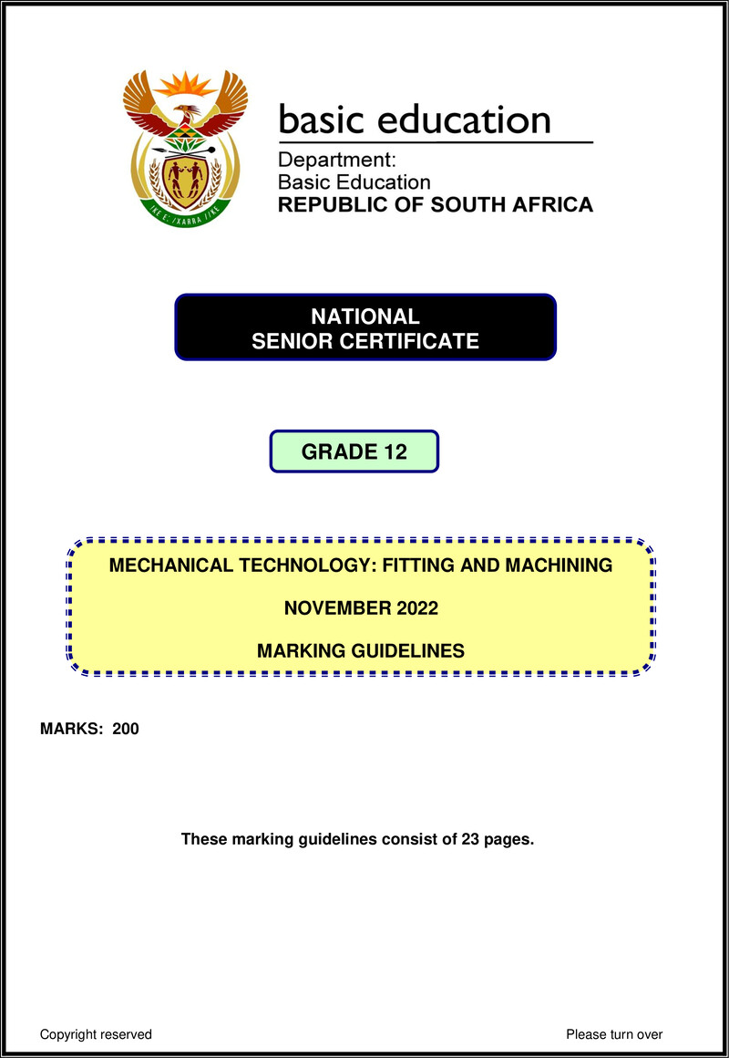 Mechanical Technology Nov 2022 Fitting Machining Mg Eng Gr12