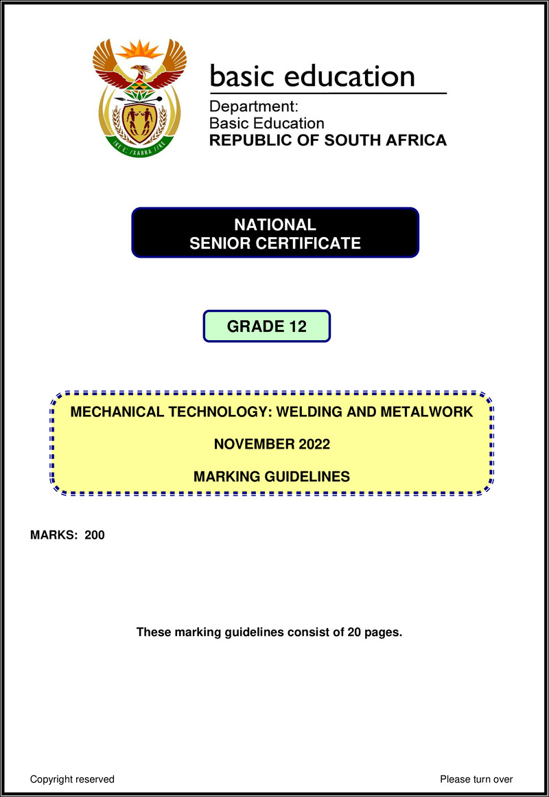 Mechanical Technology Nov 2022 Welding Metalwork Mg Eng Gr12