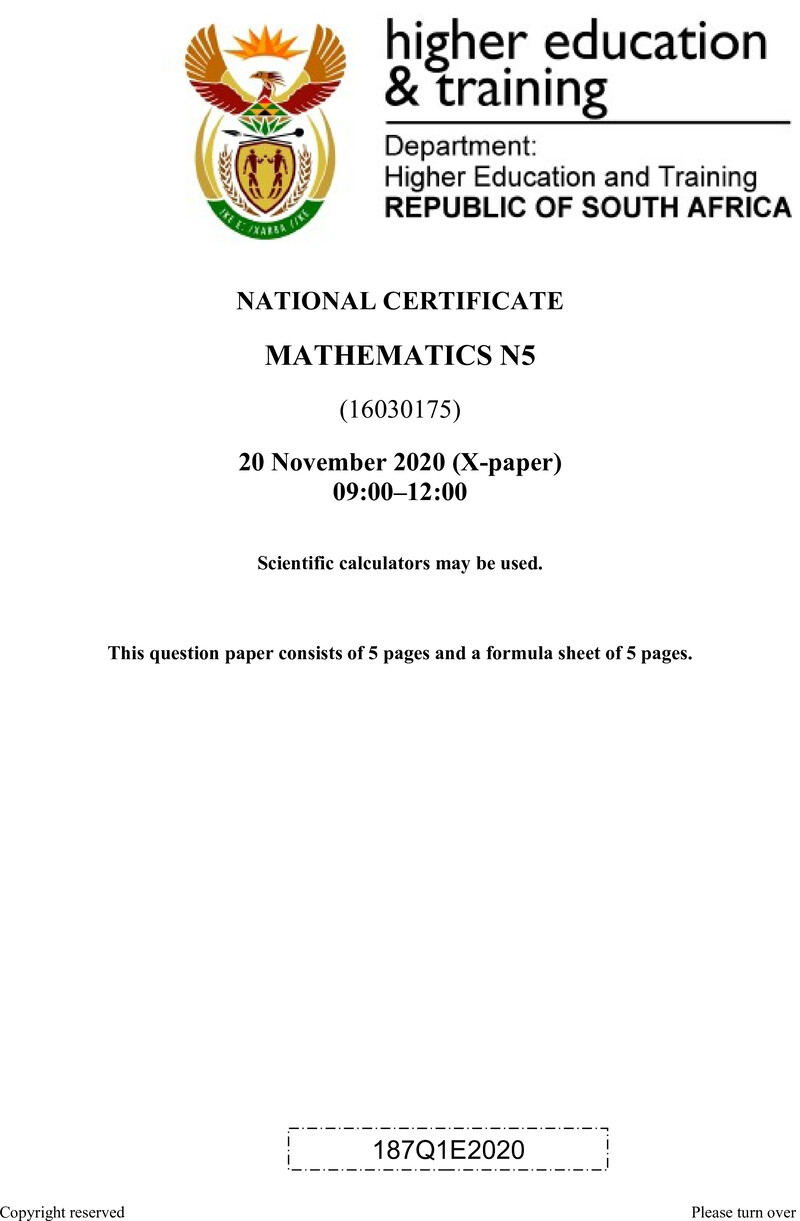 T1030 Mathematics N5 QP Aug 2020 preview