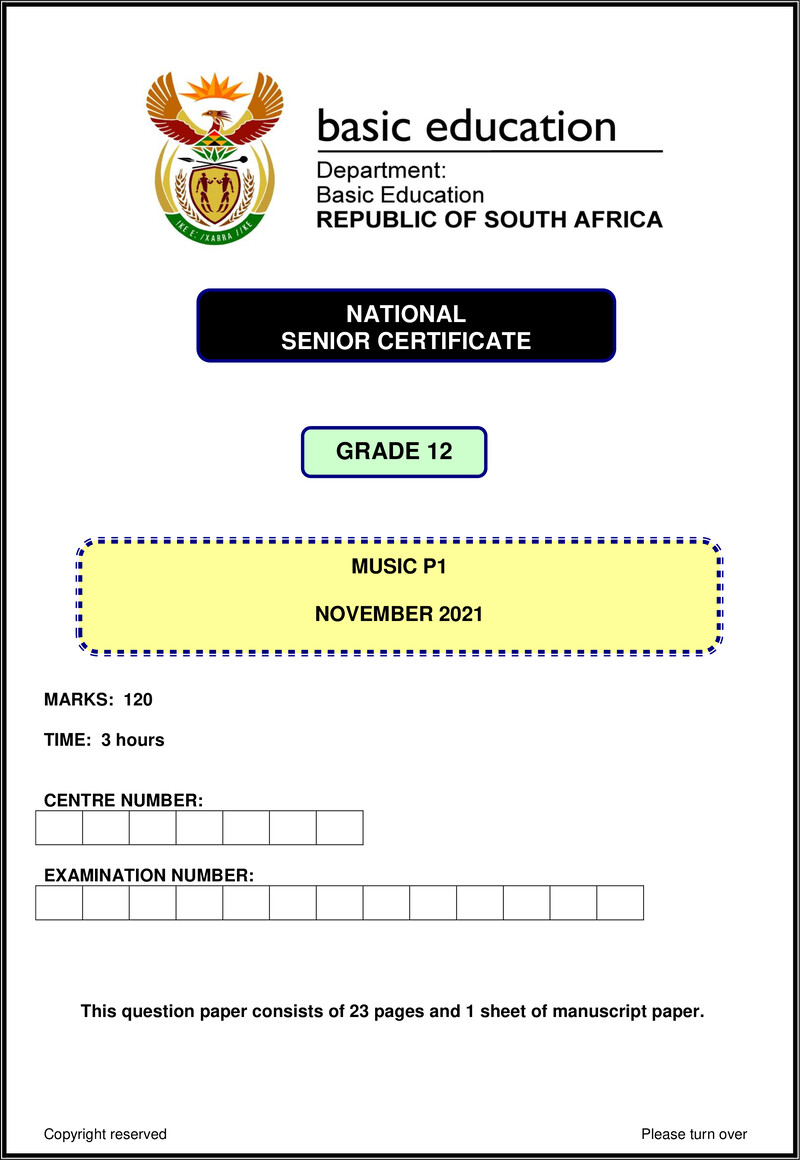 Grade 12 Music past paper 2021 – music p1 nov 2021 eng gr12