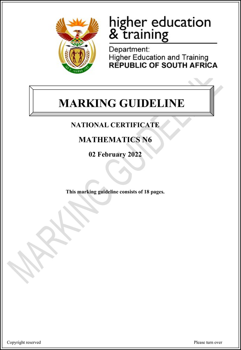 T1040 Mathematics N6 Memo April 2022